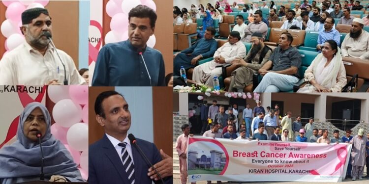 Breast Cancer Day 2025 awareness walk Kiran Hospital Karachi