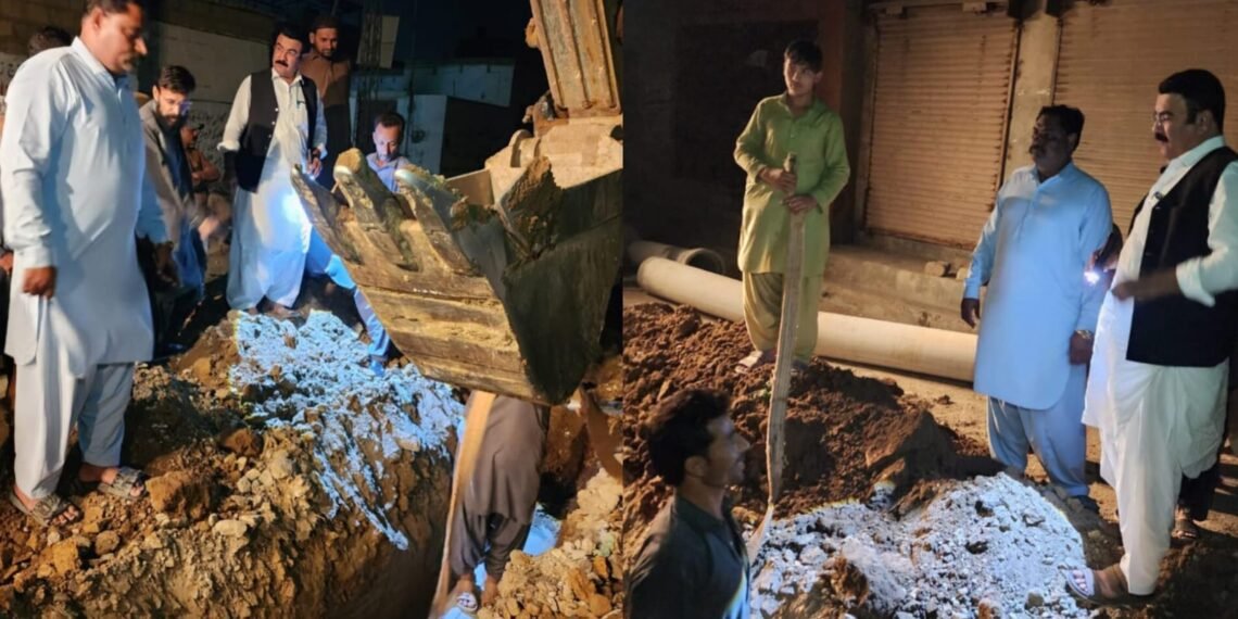 Manghopir Town Sewerage Project Inspected by Chairman Haji Nawaz Ali Brohi